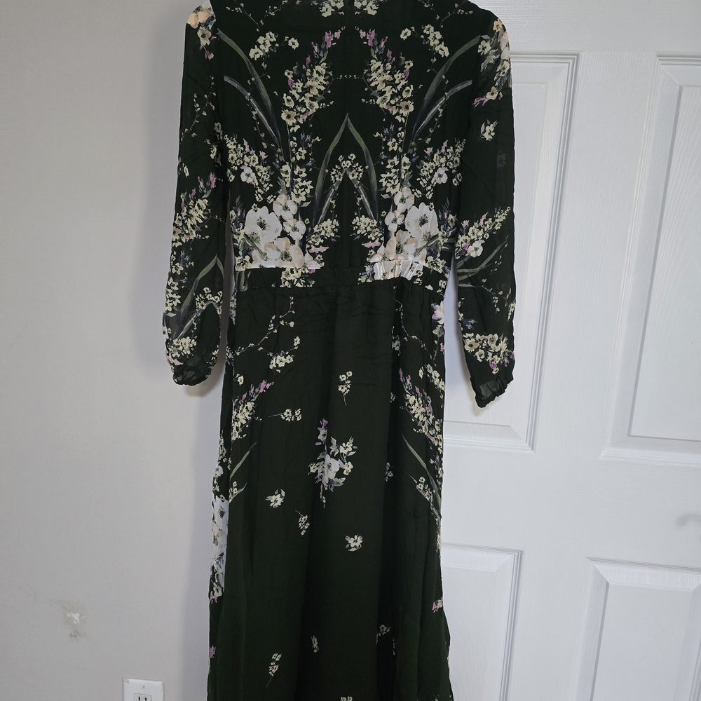 Massimo Dutti Forest Green Floral Long Sleeve Dress - Picture 7 of 15